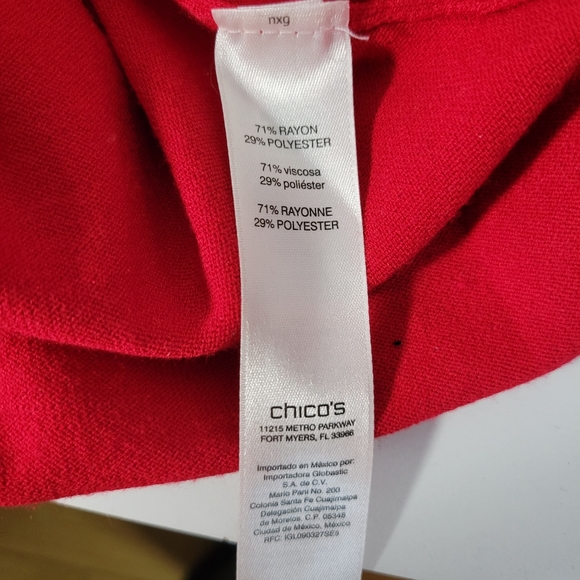 Womens Chico's Red Scoop knit side laced elbow length sleeves Knit top Size 1 - Picture 8 of 9
